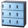 9 Door Metal Storage Cabinet Black Steel Office Employee