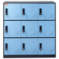 9 Door Metal Storage Cabinet Black Steel Office Employee