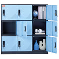 9 Door Metal Storage Cabinet Black Steel Office Employee