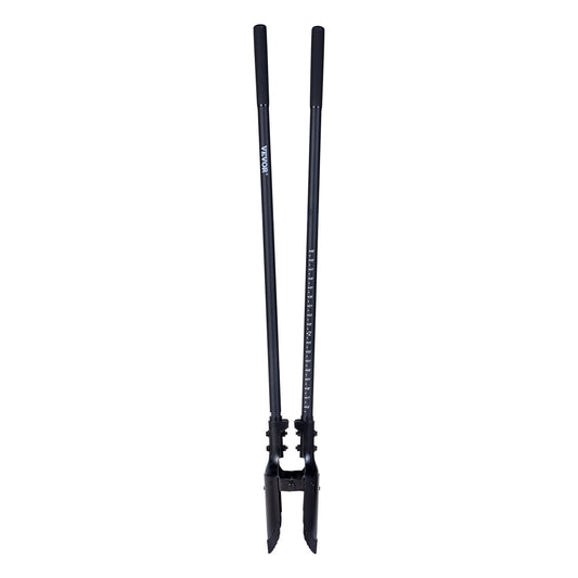 Post Hole Digger, Heavy Duty Post Hole Digger with Fiberglass Handle, Manual Hole Digger with Scale Markings and Metal Blade, Post Hole Digger Tool for Digging Gardening and Outdoors, 1460 mm