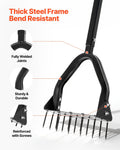 Lawn Aerator 9.2in Manual Core 15 Iron Spikes Heavy Duty Grass Tool