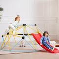 Climbing Dome 8FT Geometric with Slide Kids 3-9 600LBS Jungle Gym