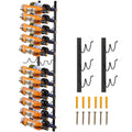 Wall Mounted Wine Rack 12 Bottle Black Steel Vertical Storage 48x11cm