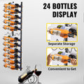 Wall Mounted Wine Rack 12 Bottle Black Steel Vertical Storage 48x11cm