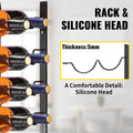 Wall Mounted Wine Rack 12 Bottle Black Steel Vertical Storage 48x11cm