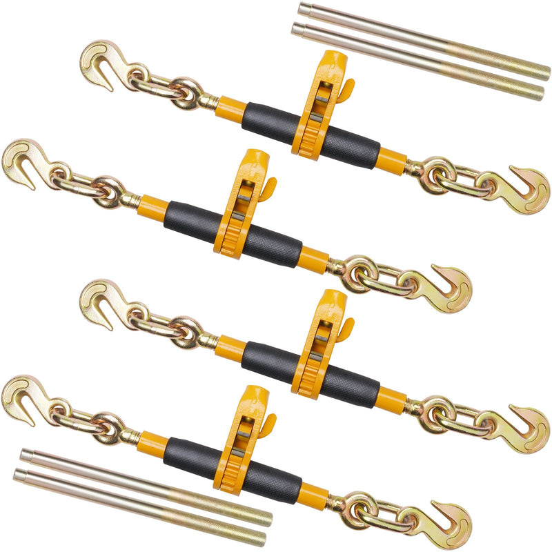 Ratchet Chain Binder 5443kg G80 Hooks Heavy Duty Load 4pc Tie Down