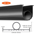 Garage Door Seals Bottom Rubber, U Shape +O Ring Combination Garage Door Bottom Weather Seal, 10ft Weatherproofing Garage Door Seal, 5/16 inch T-ends and 3 3/4 inch Width, for Doors, Black
