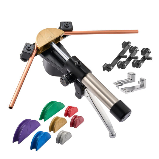 Hydraulic Tubing Bender Kit, 6 mm to 22 mm, Copper Tube Pipe Bender, Forward/Reverse HVAC Bending Tool, with 7 Color Aluminium Alloy Dies, for HVAC Air Conditioning Refrigeration Auto Repair