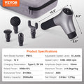Massage Gun Deep Tissue Percussion 6 Speed 4 Heads 2500mAh