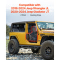 Jeep Tube Doors, 2-Door, Hunting Style Jeep Tubular Door with Heavy-Duty Hinges & OE Latch, Jeep Doors with Rear View Mirrors, Fit for 2018-2024 Jeep Wrangler JL & 2020-2024 Jeep Gladiator JT
