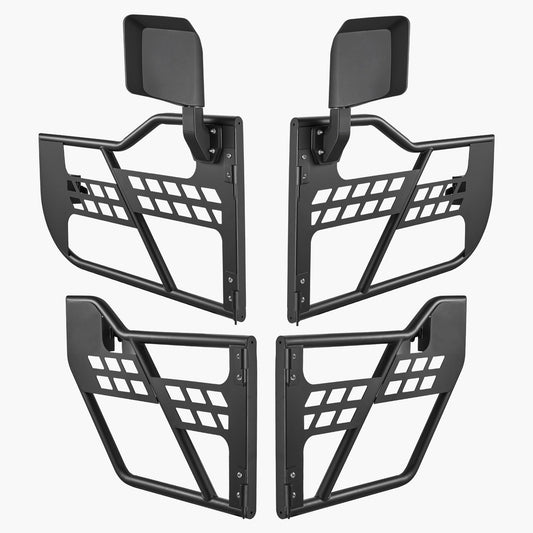 Jeep Tube Doors, 4-Door, Hunting Style Jeep Tubular Door with DOT Certified Rear View Mirrors, Jeep Doors with Rear Mirrors for 2018-2024 Jeep Wrangler JL & 2020-2024 Jeep Gladiator JT