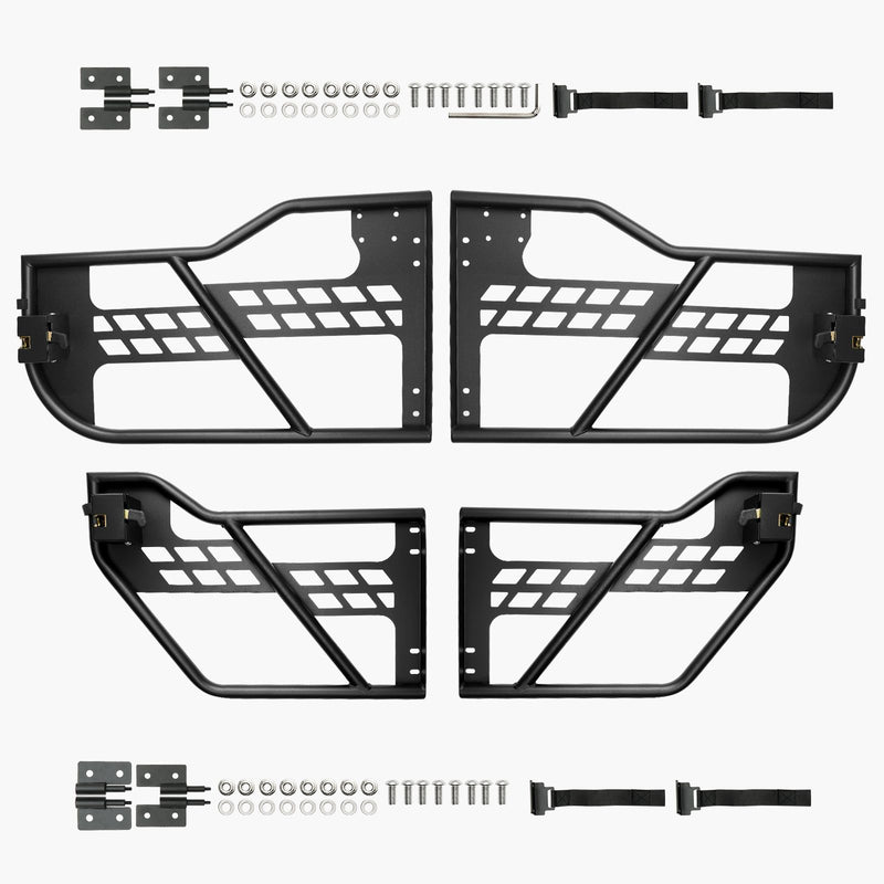 Jeep Tube Doors, 4-Door, Hunting Style Jeep Tubular Door with Heavy-Duty Hinges & OE Latch, Jeep Doors with Rubber Pads, Fit for 2018-2024 Jeep Wrangler JL & 2020-2024 Jeep Gladiator JT