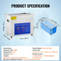 Brand New 6 Liter Stainless Steel Digital Ultrasonic Cleaner w/ Bracket & Drainage System