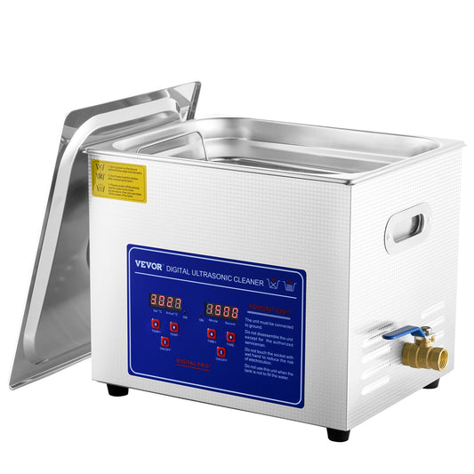 Ultrasonic Cleaner 10L Jewelry Cleaning with Digital Timer Ultrasonic Cleaning Machine for Jewellery Rings Watches Eyeglasses Dentures Coins Metal Parts Commercial and Home Use Silver