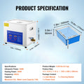 Ultrasonic Cleaner 10L Jewelry Cleaning with Digital Timer Ultrasonic Cleaning Machine for Jewellery Rings Watches Eyeglasses Dentures Coins Metal Parts Commercial and Home Use Silver