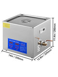 Powerful Stainless Steel 13.5-15 L Liters Ultrasonic Cleaner 360W Digital Heater Timer