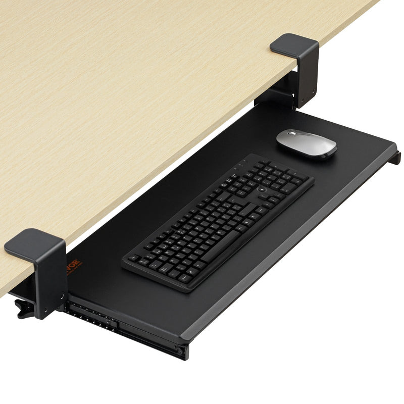 Clamp Keyboard Tray Under Desk 26.8x11 Slide Out No Drill