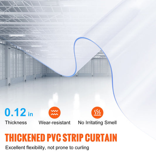 Strip Curtain, 2500 cm L x 30.5 cm W x 3 mm Thickness, Clear PVC Smooth Curtain Strip Door Bulk Roll, Plastic Door Strips for Doorways of Supermarket, Garage, Warehouse, Barn, Pet Animal House