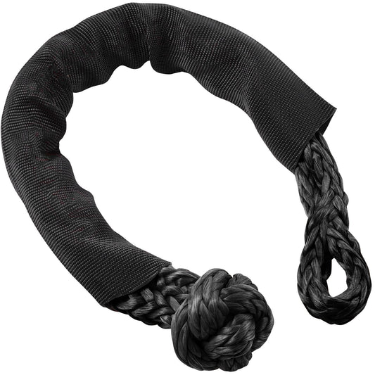 Synthetic Soft Shackle Rope, 2 Pack 12.7 x 558.8 mm 20 Ton Breaking Strength, Recovery Tow Shackles with Extra 2 Sleeves and Storage Bag for UTV, ATV, Trucks, Jeep, Off-Road Vehicles, Black