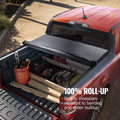 Truck Bed Cover, Roll Up Truck Bed Tonneau Cover, Compatible with 2019-2024 Chevy Silverado GMC Sierra 1500 (NOT FIT 19-24 Classic) Bed, for 1.8m x 1.6m Bed, Soft PVC, Roll Up Tonneau Cover