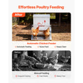Automatic Chicken Feeder, 18.14 kg Capacity, Rainproof Treadle Poultry Feeder with Lockable Lid, No Waste, Galvanized Steel Construction, Outdoor Use, for Chicken, Bantams, Poultry, Pheasants