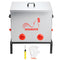 Automatic Chicken Feeder, 38.56 kg Capacity, 6 Feeding Ports No-Waste Poultry Feeder with Built-In Divider, with Latch & Handle, Metal Construction, for Chickens Bantams Pheasants Poultry Coop