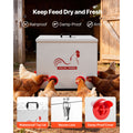 Automatic Chicken Feeder, 38.56 kg Capacity, 6 Feeding Ports No-Waste Poultry Feeder with Built-In Divider, with Latch & Handle, Metal Construction, for Chickens Bantams Pheasants Poultry Coop