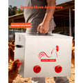 Automatic Chicken Feeder, 38.56 kg Capacity, 6 Feeding Ports No-Waste Poultry Feeder with Built-In Divider, with Latch & Handle, Metal Construction, for Chickens Bantams Pheasants Poultry Coop