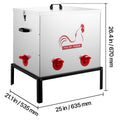 Automatic Chicken Feeder, 38.56 kg Capacity, 6 Feeding Ports No-Waste Poultry Feeder with Built-In Divider, with Latch & Handle, Metal Construction, for Chickens Bantams Pheasants Poultry Coop