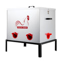 Automatic Chicken Feeder, 38.56 kg Capacity, 6 Feeding Ports No-Waste Poultry Feeder with Built-In Divider, with Latch & Handle, Metal Construction, for Chickens Bantams Pheasants Poultry Coop