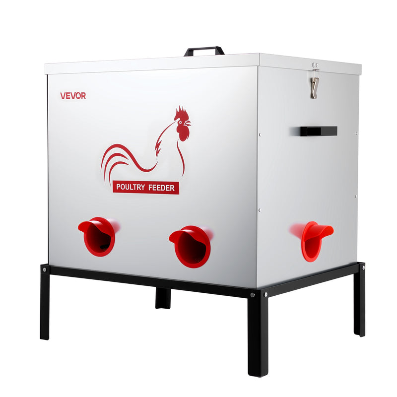 Automatic Chicken Feeder 38.56kg 6 Port No-Waste Metal Poultry