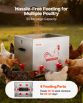 Automatic Chicken Feeder 38.56kg 6 Port No-Waste Metal Poultry