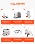 Automatic Chicken Feeder 38.56kg 6 Port No-Waste Metal Poultry