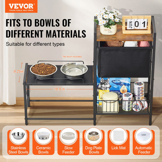 Raised Dog Bowls Pet Feeding Station Storage Food Toy Organiser