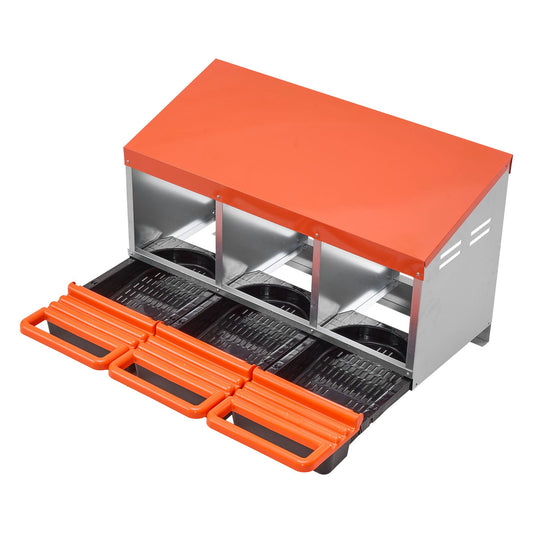 VEVOR Chicken Nest Box 3-Compartment Metal Nesting Boxes Inclined