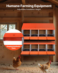 Chicken Nesting Box 4 Compartment Metal Egg Laying Roll Out Orange