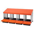 Chicken Nesting Box 4 Compartment Metal Egg Laying Roll Out Orange