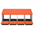 Chicken Nesting Box 4 Compartment Metal Egg Laying Roll Out Orange
