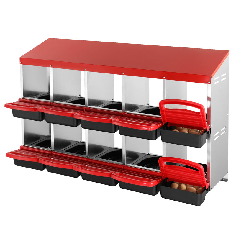Chicken Nest Box 10 Compartment Inclined Metal Nesting Boxes