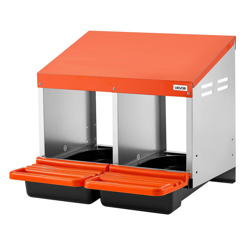 Chicken Nesting Box 2 Compartment Wall Mount Galvanized Steel Orange