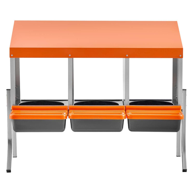 Chicken Nesting Box 3 Compartments Galvanized Steel Orange Roll Away