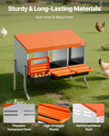 Chicken Nesting Box 3 Compartments Galvanized Steel Orange Roll Away