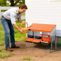 Chicken Nesting Box 3 Compartments Galvanized Steel Orange Roll Away