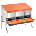 Chicken Nesting Box 3 Compartments Galvanized Steel Orange Roll Away