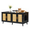 Wooden Cat Litter Box Enclosure Furniture Hidden 2 Rooms Black