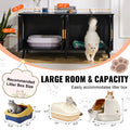 Wooden Cat Litter Box Enclosure Furniture Hidden 2 Rooms Black