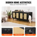 Wooden Cat Litter Box Enclosure Furniture Hidden 2 Rooms Black