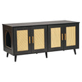 Wooden Cat Litter Box Enclosure Furniture Hidden 2 Rooms Black
