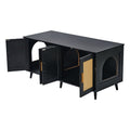 Wooden Cat Litter Box Enclosure Furniture Hidden 2 Rooms Black