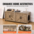 Cat Litter Box Enclosure Wooden Litter Box Furniture Hidden 2 Rooms Greige